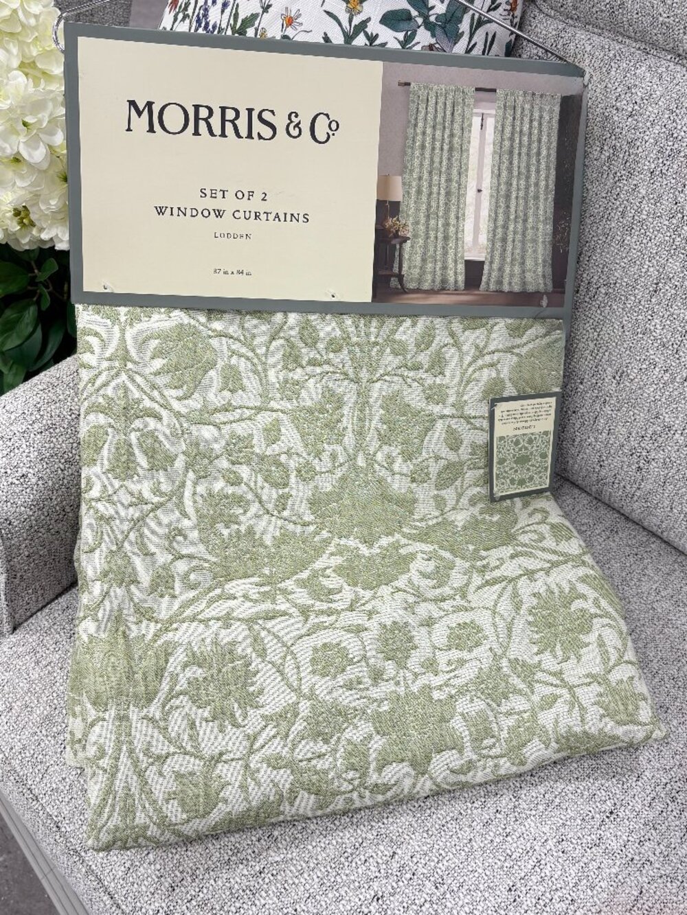Morris & Co Window Curtain Panels Lodden Green 37"x84" Set Of 4 Panels Drapes